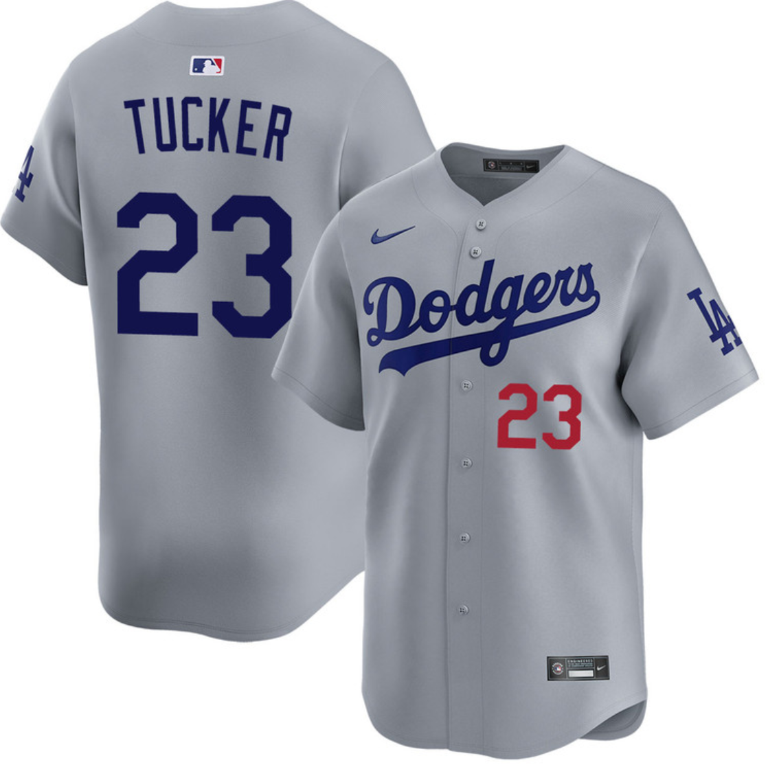 Men's Grey Los Angeles Dodgers #23 Kyle Tucker 2026 Limited Stitched Baseball Jersey